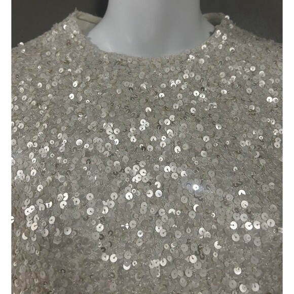 BHLDN Anthropologie Goldie Long Sleeve Sequence Short Mini Wedding Party Dress 4 - Picture 5 of 16